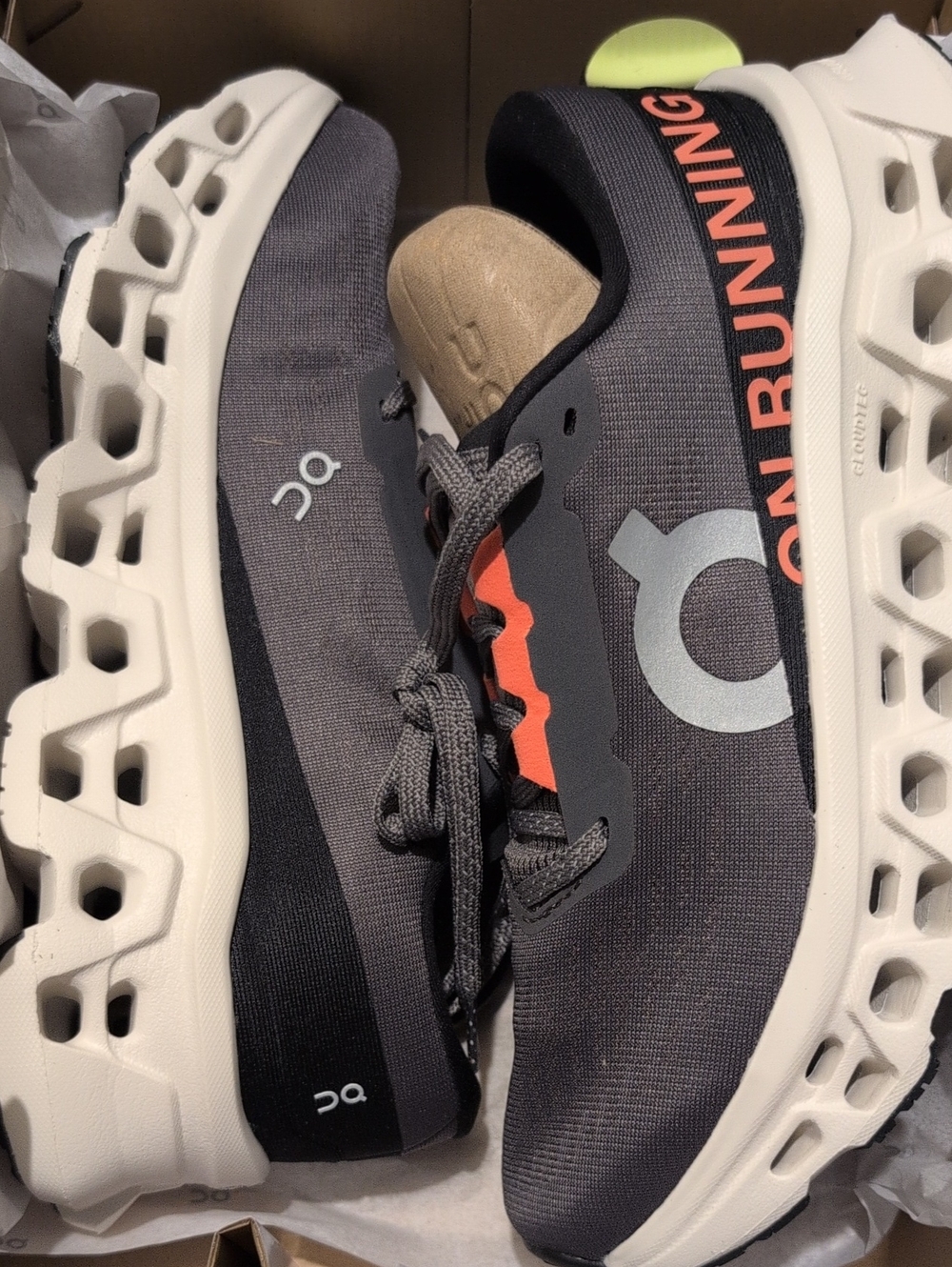 On Running Women Cloudmonster 3 Running Shoes - Black/Gray with White Sole